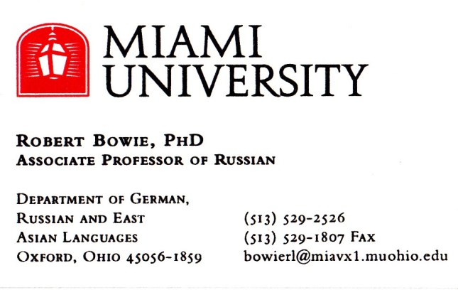 bowie vizitka Miami University